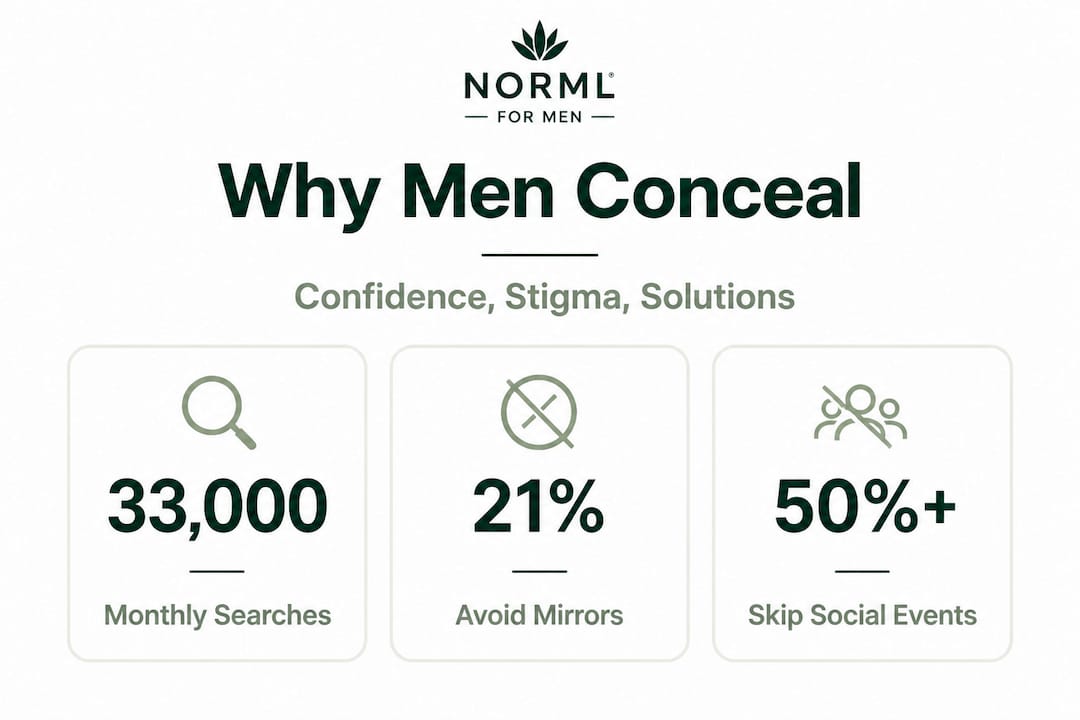 Infographic with statistics on men concealing blemishes