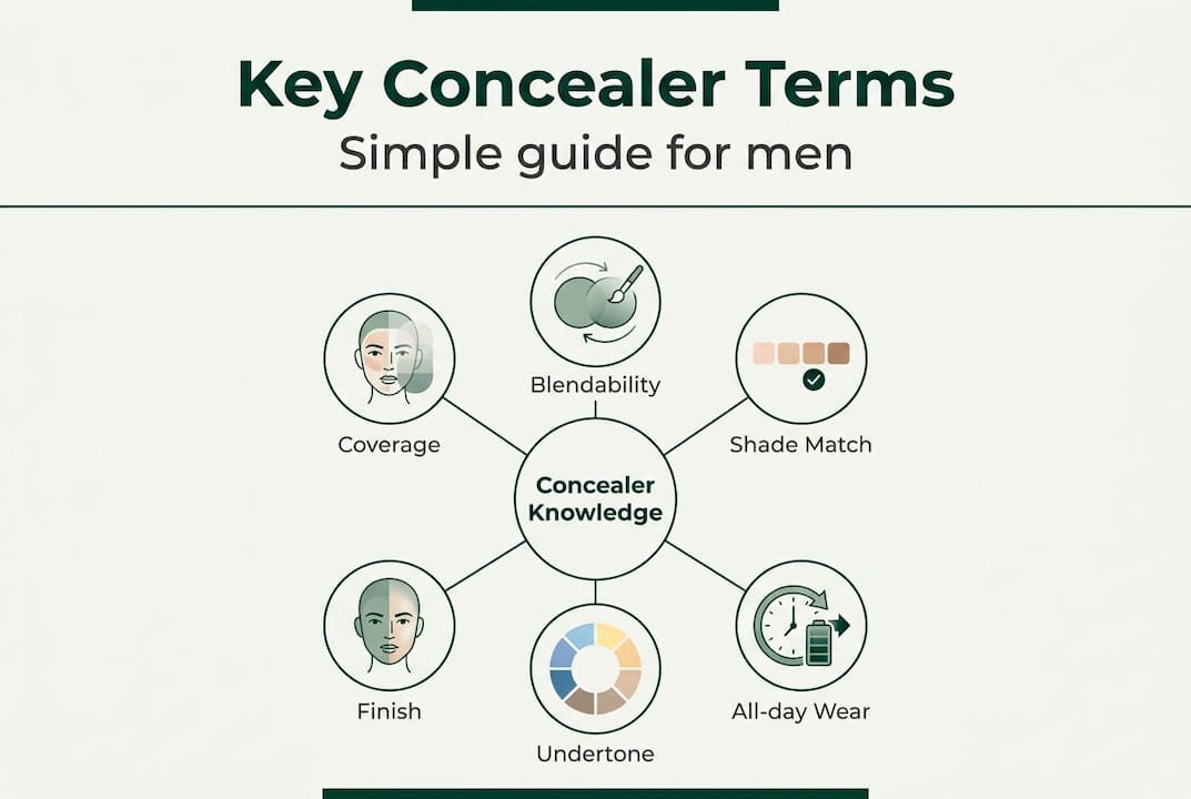 Infographic with hierarchy showing key concealer terms