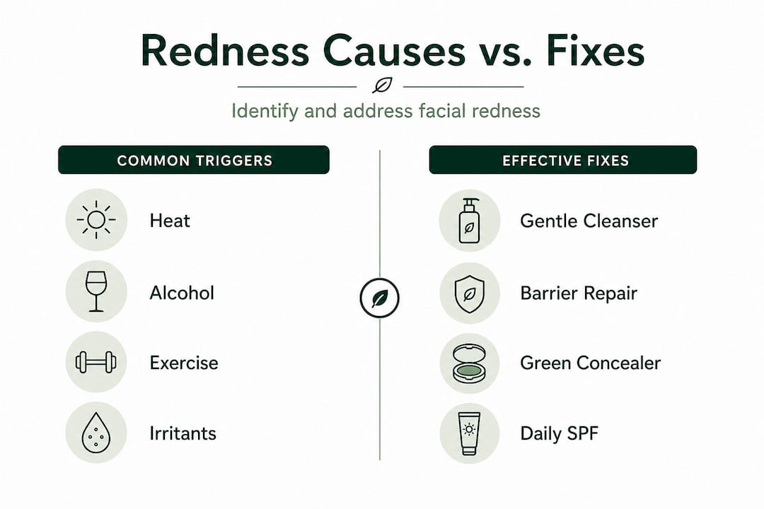 Infographic comparing redness causes and solutions