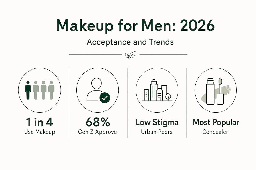 Infographic with men’s makeup acceptance statistics