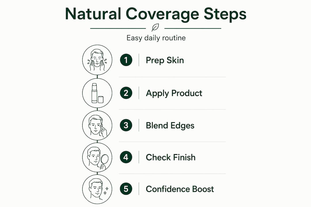 Infographic showing steps for natural coverage routine