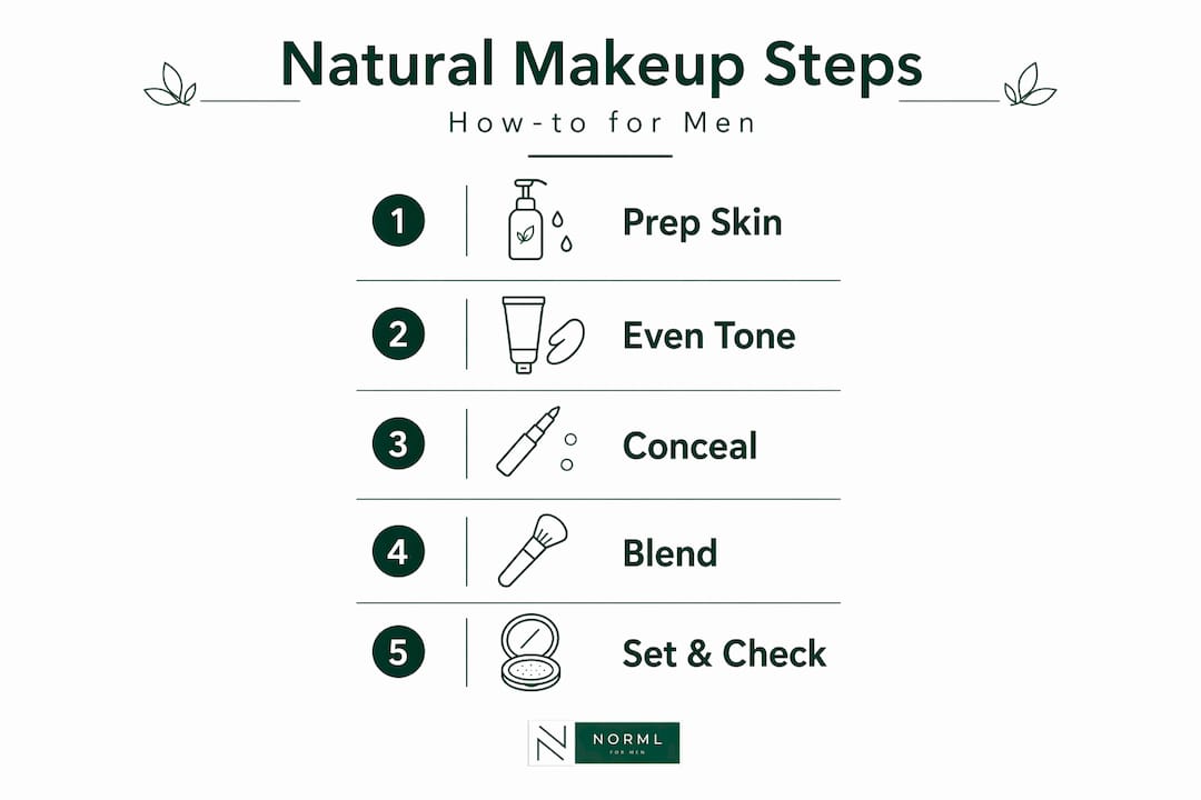 Infographic of step-by-step natural makeup routine