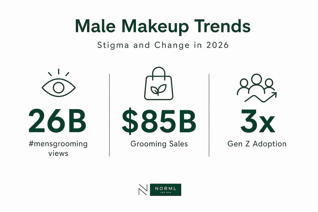 Infographic with makeup stigma stats for men