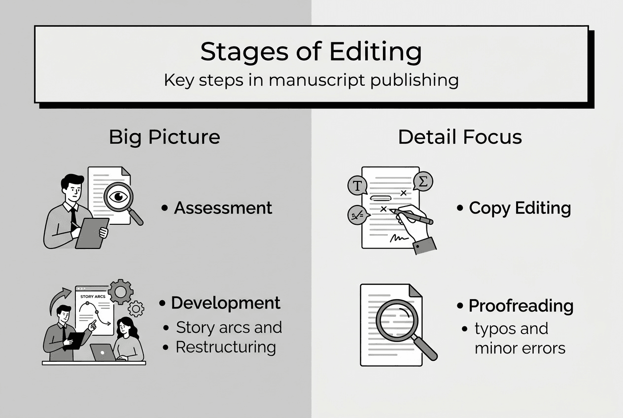 Infographic shows stages of book editing process