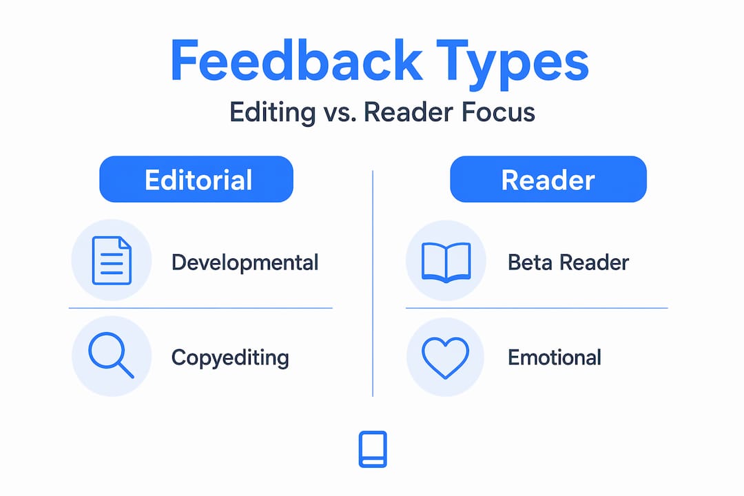 Infographic comparing editorial and reader feedback types