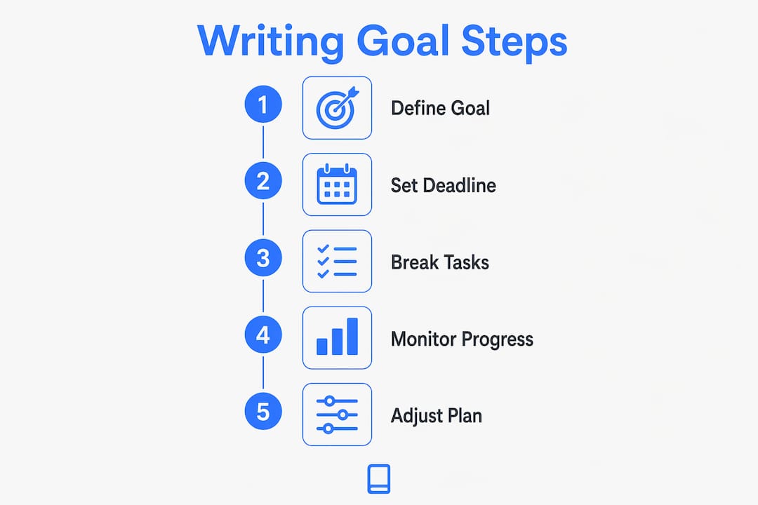 Infographic illustrating steps to create writing goals