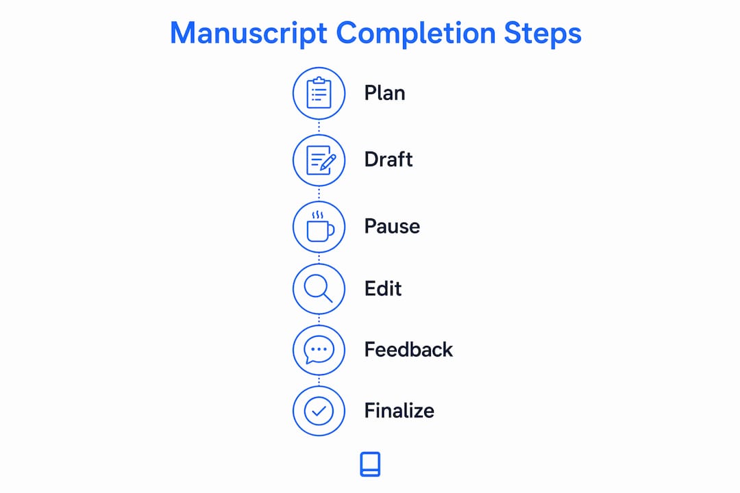 Infographic showing manuscript completion steps