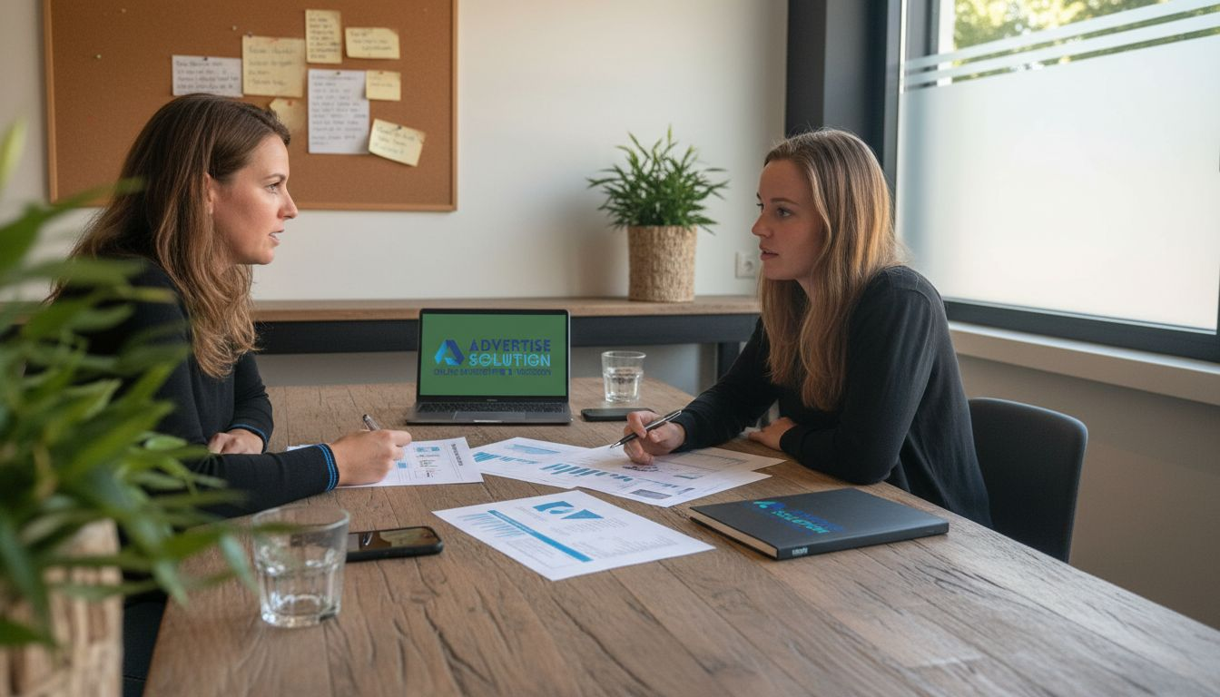 Ondernemers van kleine en middelgrote bedrijven zitten samen in de vergaderzaal om hun marketingstrategie te bespreken.