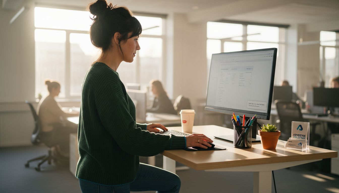 Een vrouw analyseert de resultaten van een lopende SEA-campagne.