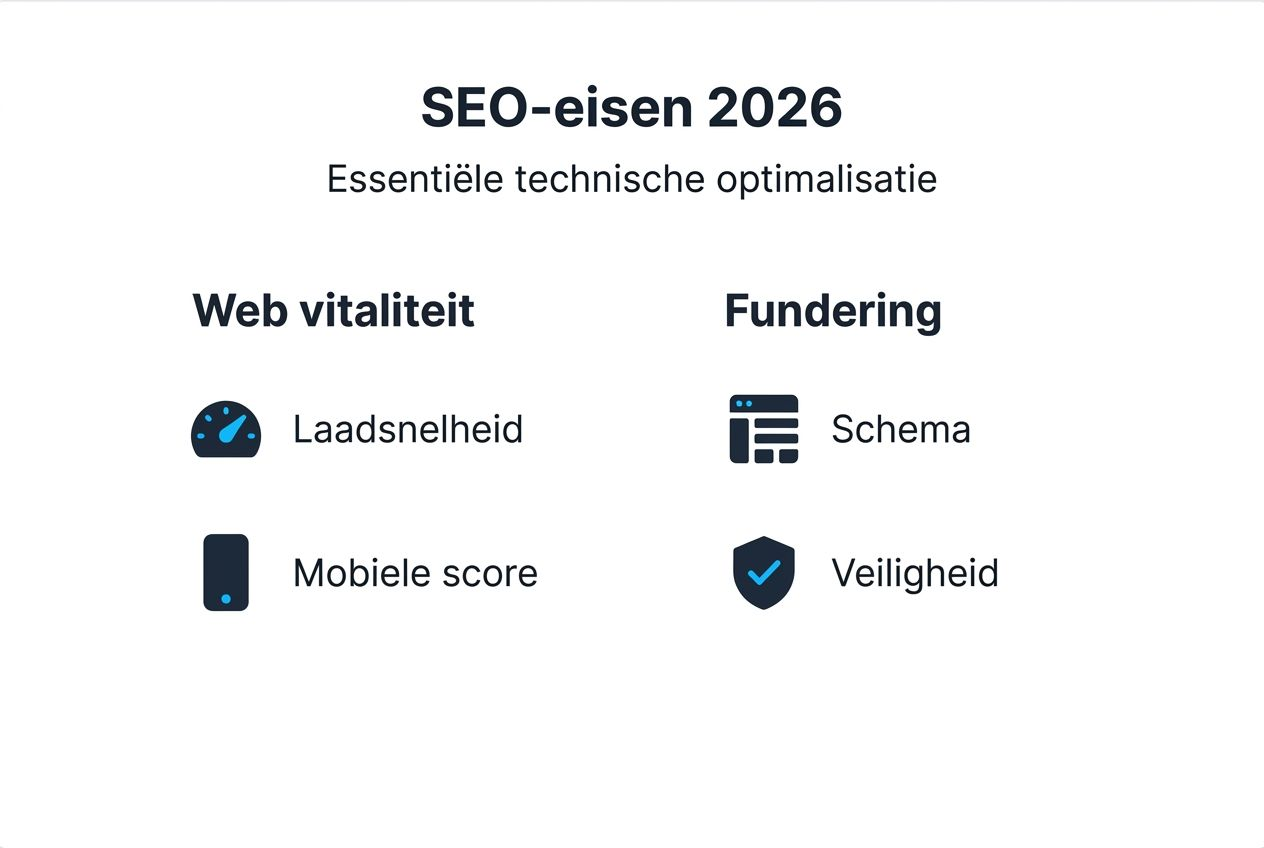Infographic: Belangrijkste SEO-vereisten voor 2026 in één oogopslag