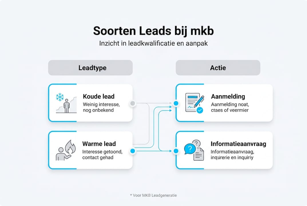 Infographic: verschillende leadtypes en bijbehorende acties voor het mkb