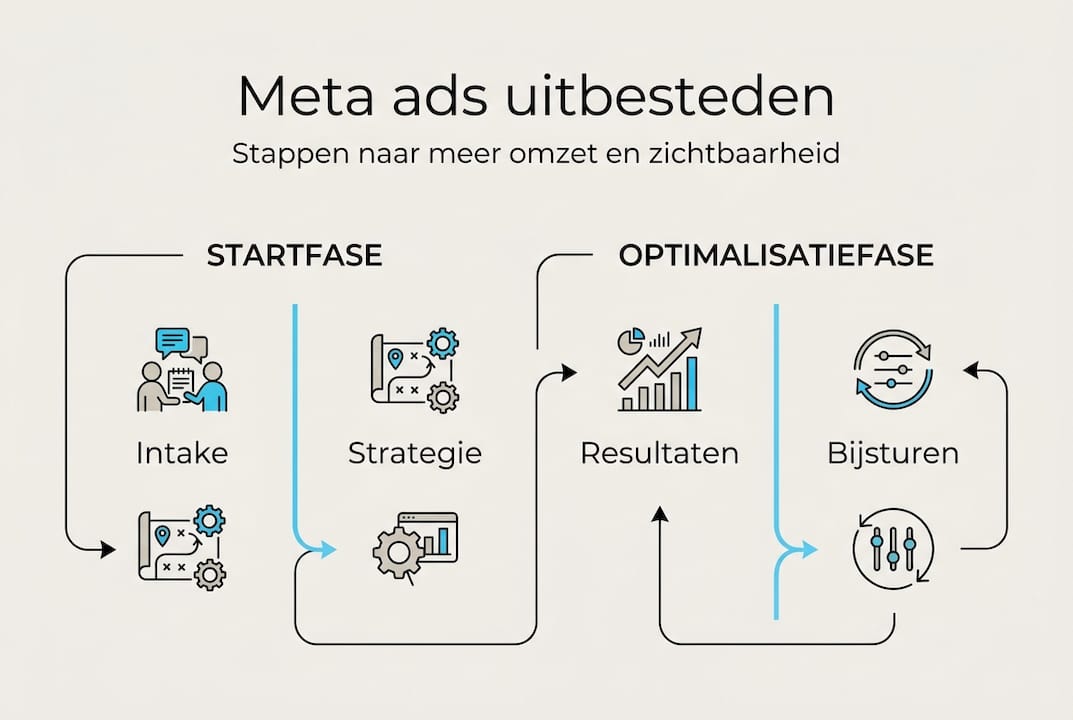 Infographic: zo pak je het uitbesteden van Meta-advertenties stap voor stap aan