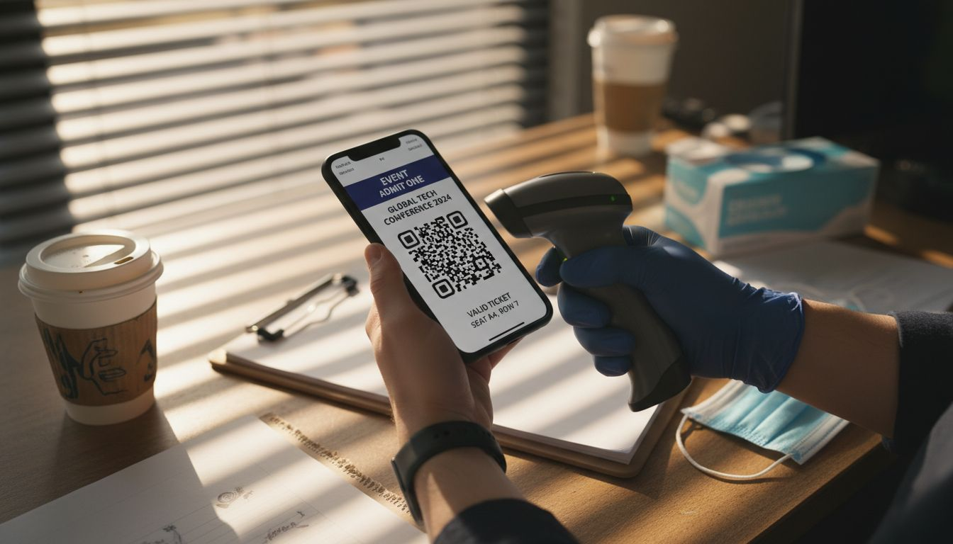 Scanning smartphone for event digital ticket