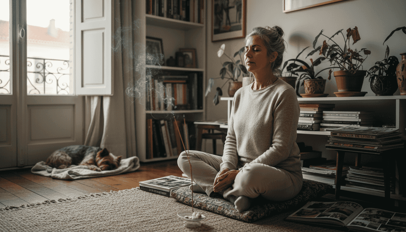 Diferentes estilos de yoga: Mulher a meditar