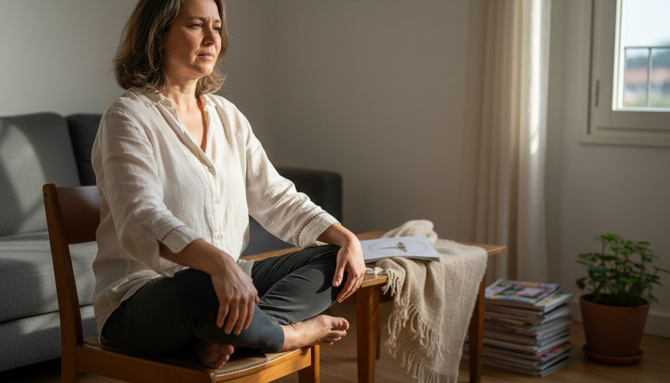 como meditar diariamente: mulher em uma posição mais confortável para meditar