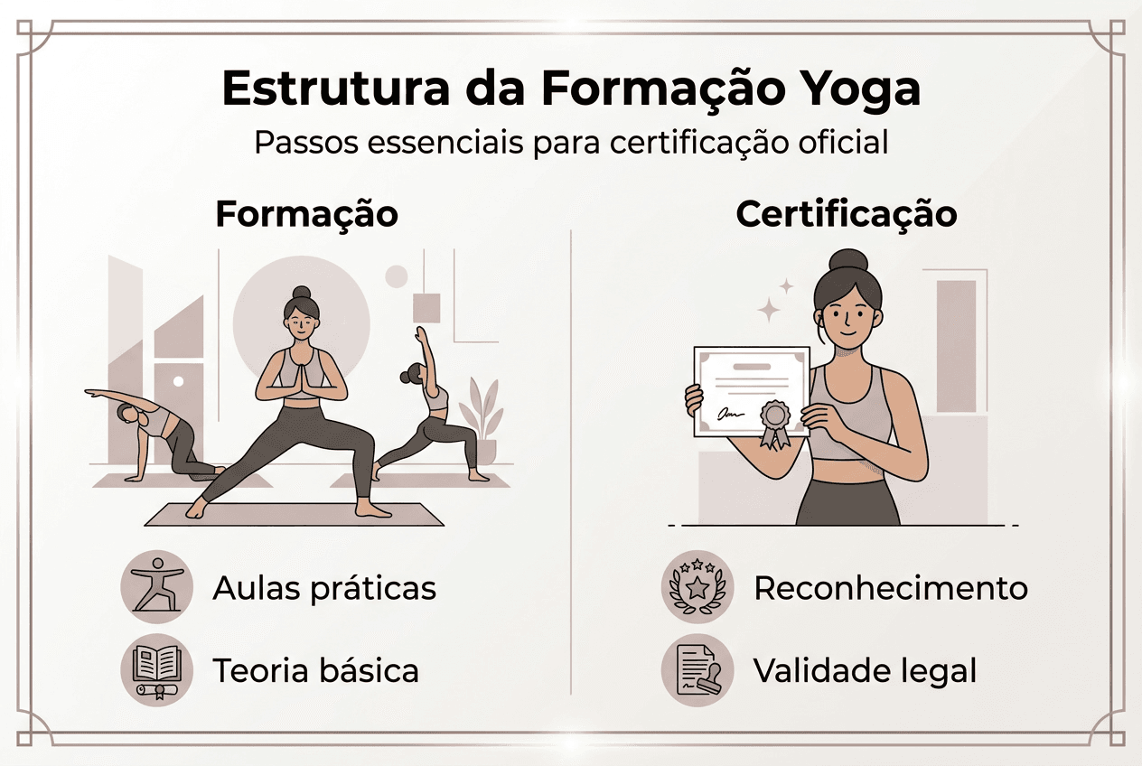 Infográfico: etapas para obter certificação de yoga em Portugal
