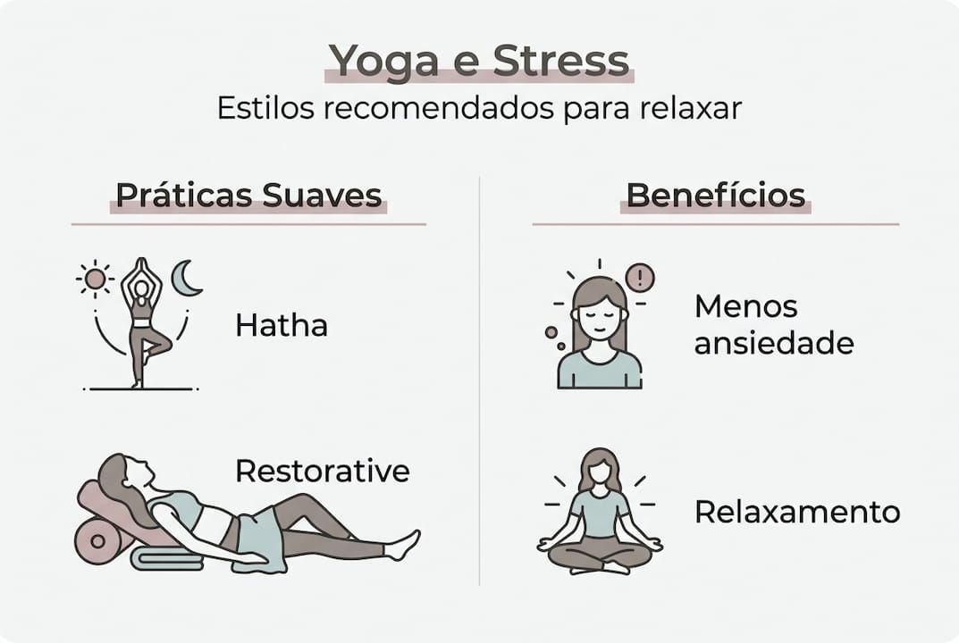 Infografia: diferentes tipos de yoga e como ajudam a reduzir o stress