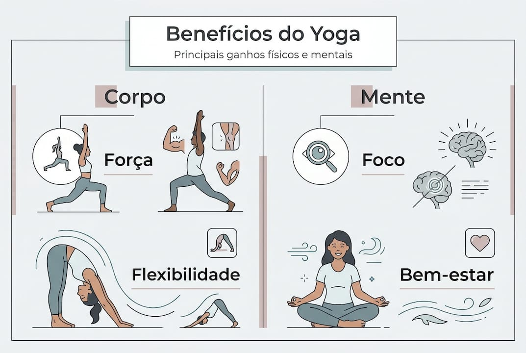Infografia simples a realçar as vantagens para o corpo e para a mente