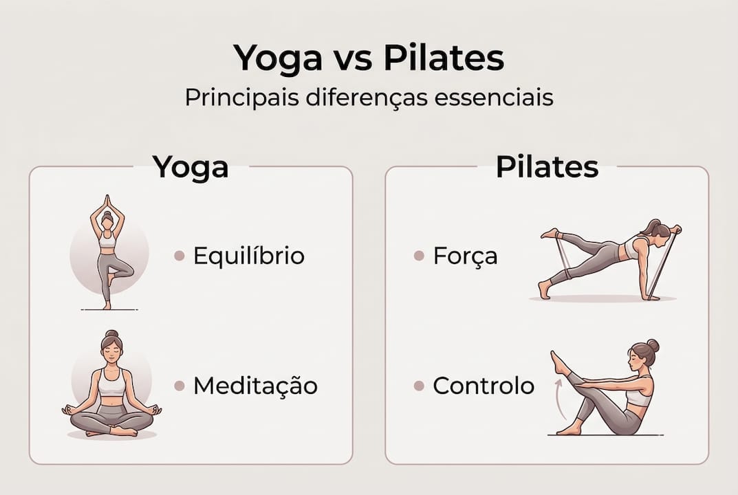 Infográfico: principais diferenças entre yoga e pilates