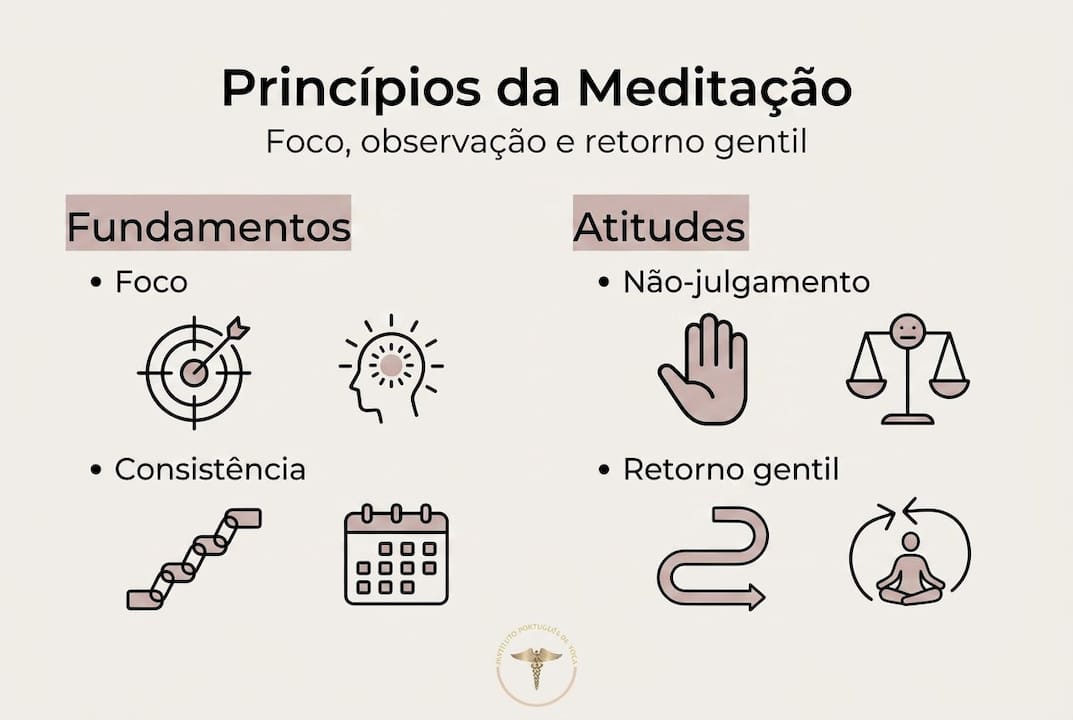 Infográfico: Os pilares fundamentais da meditação