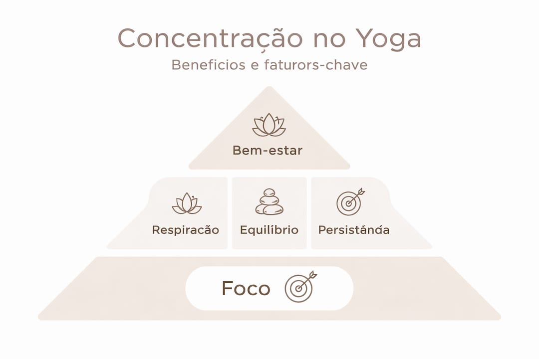 Infográfico revela a ordem dos benefícios e os principais fatores que influenciam a concentração na prática de yoga