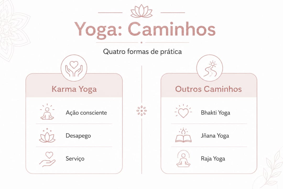 Infográfico mostra as diferenças entre o Karma Yoga e outros caminhos espirituais