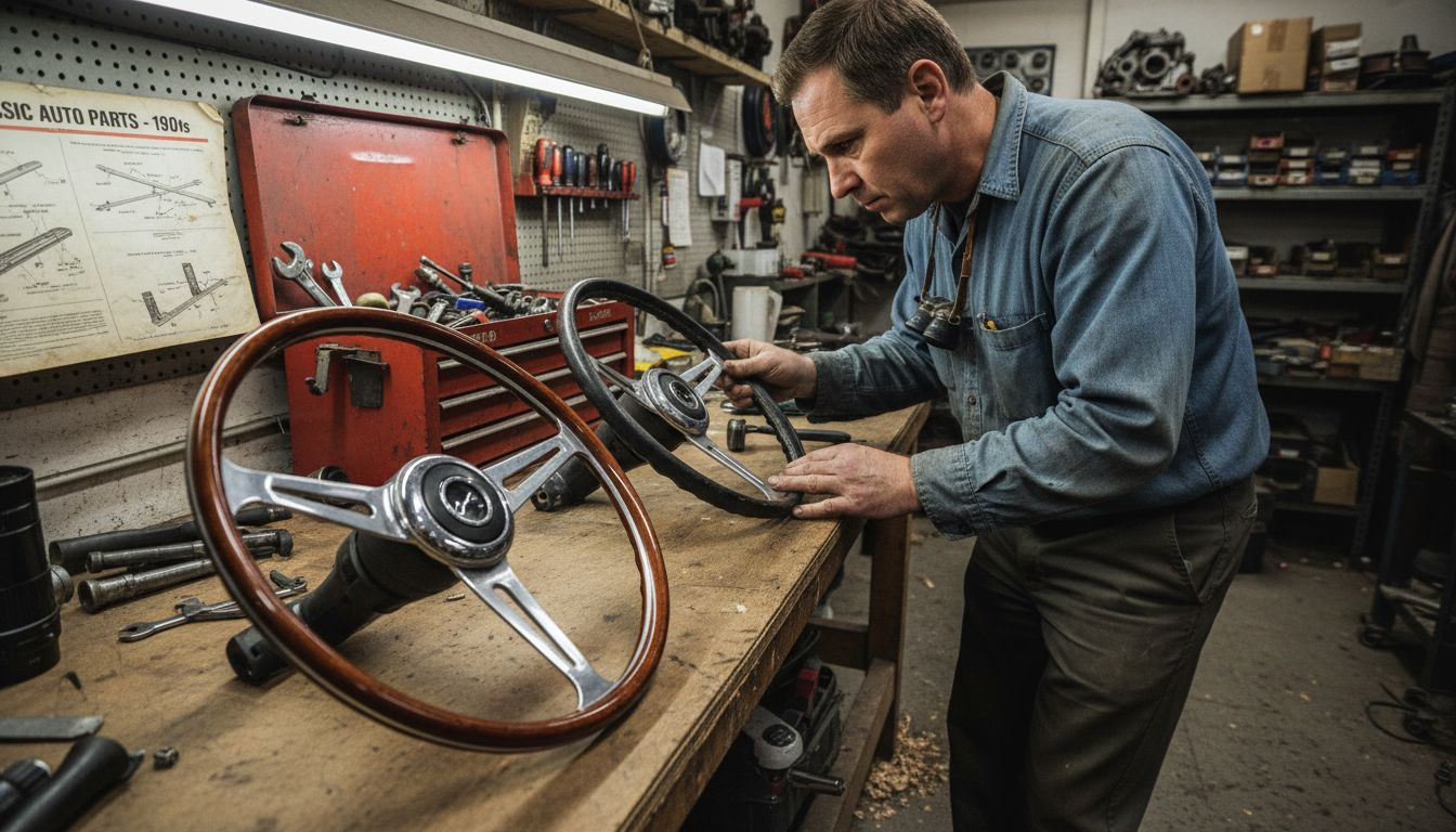 Restorer compares wood and leather steering wheels