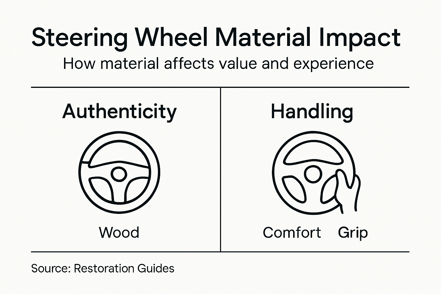 Infographic showing steering wheel material impact
