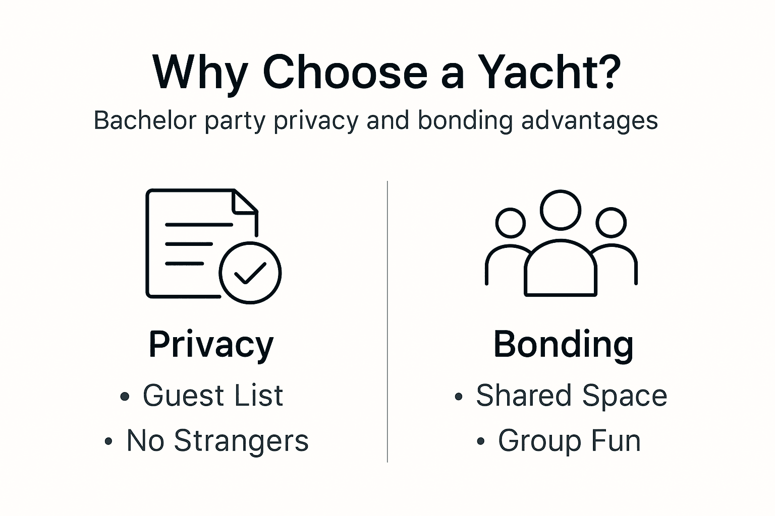 Infographic on bachelor party privacy and bonding benefits