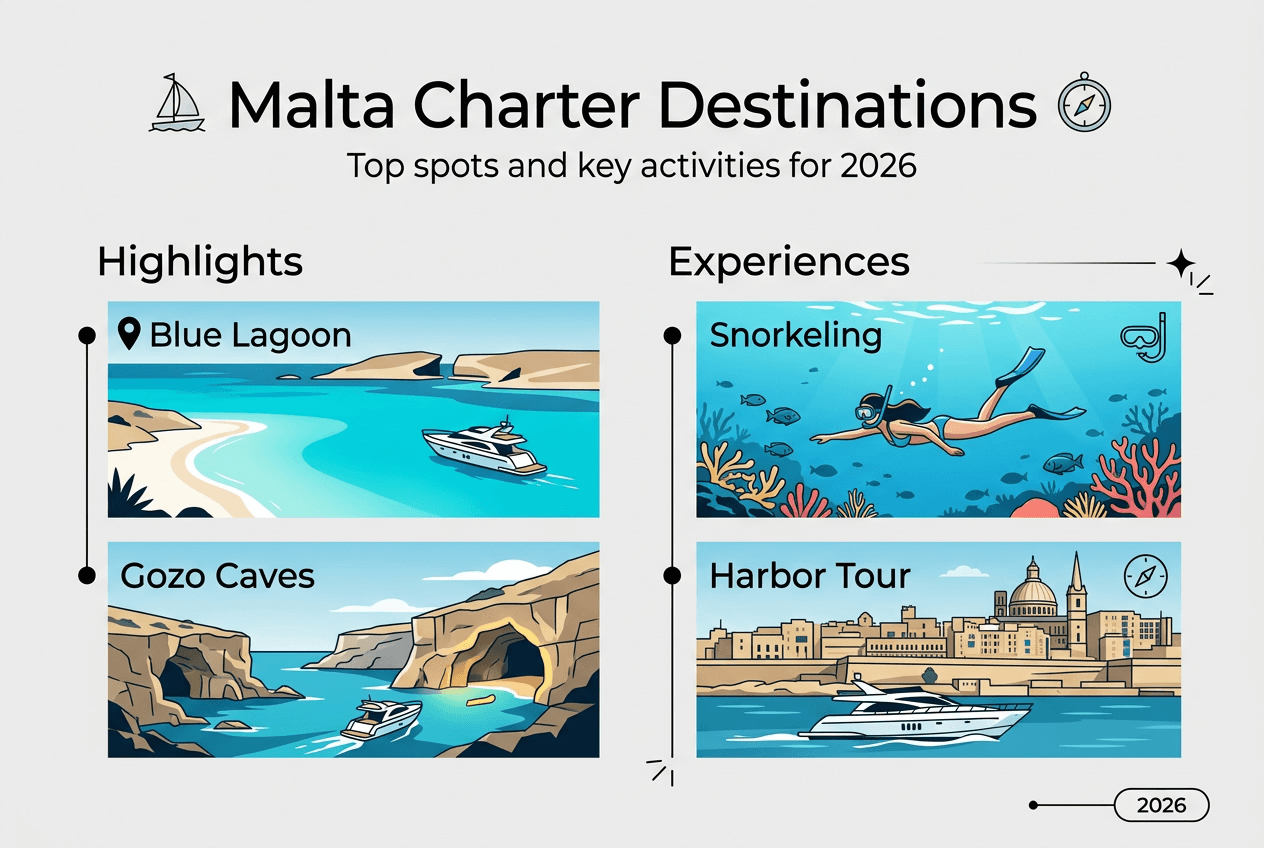 Infographic Malta charter destinations and activities