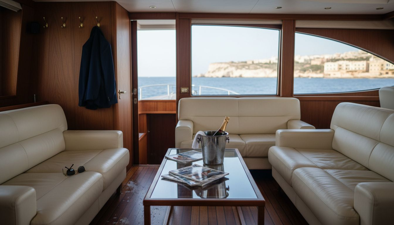 Luxury yacht interior with premium amenities