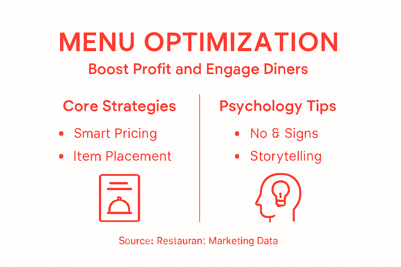Infographic on menu optimization core strategies and psychology