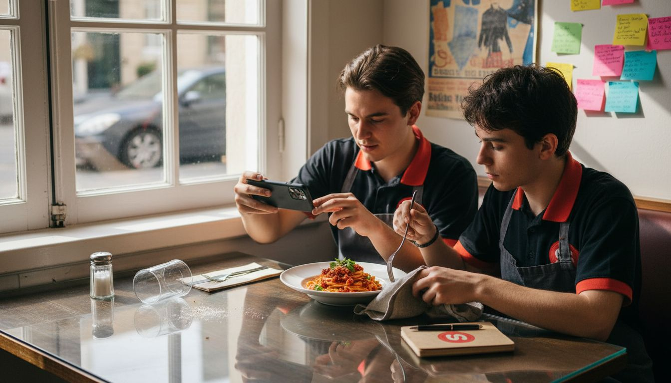 Staff photographing dishes for Google profile