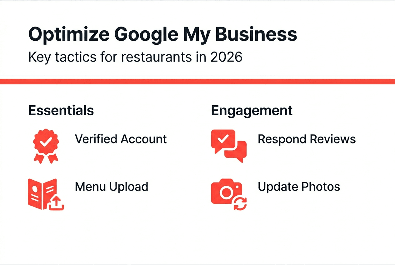 Infographie avec les étapes d'optimisation Google My Business