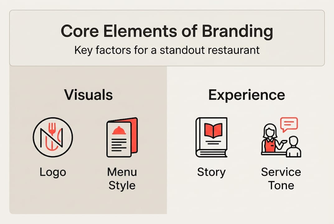 Infographic outlining restaurant branding core elements