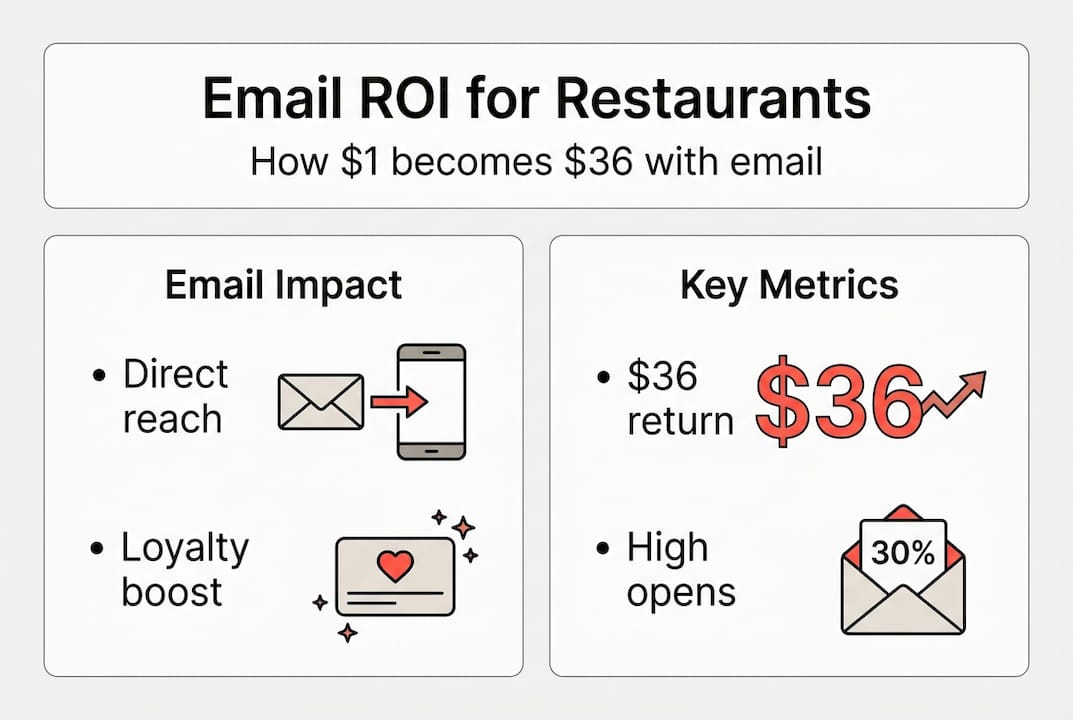Infographic shows email ROI and benefits for restaurants