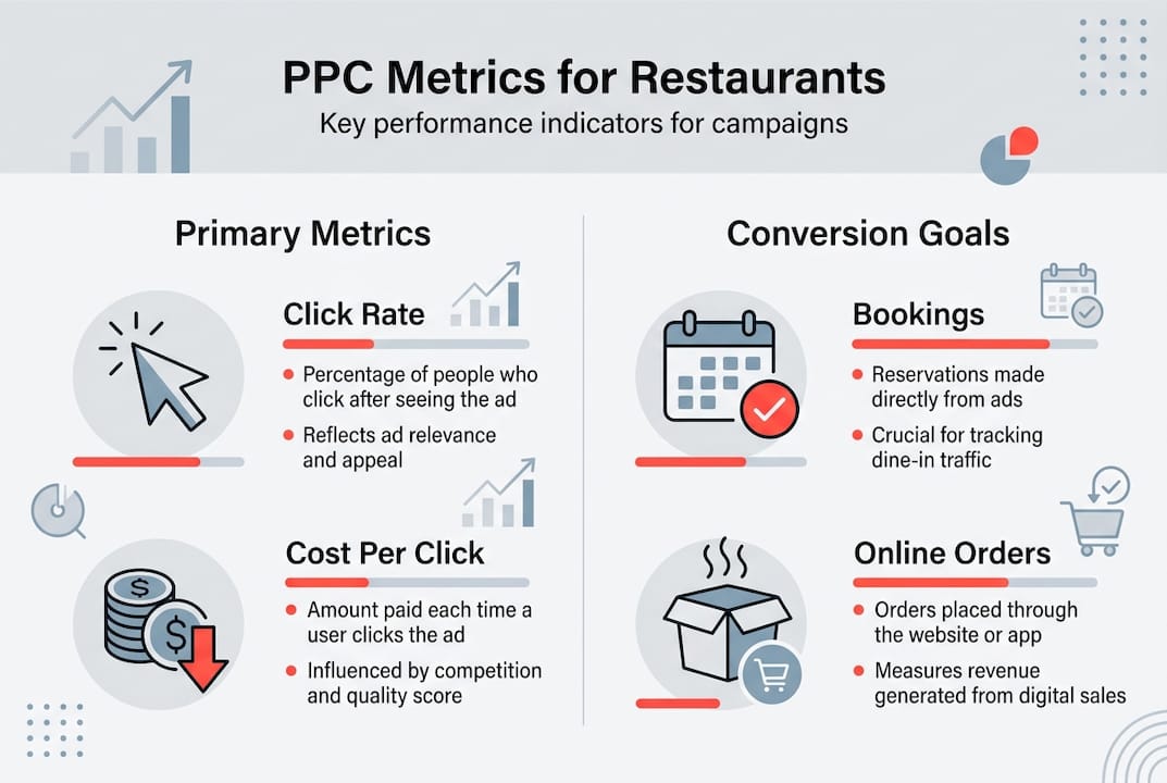 Infographic showing PPC campaign key metrics
