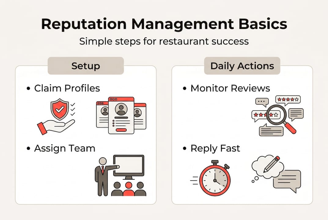 Infographic showing reputation management steps