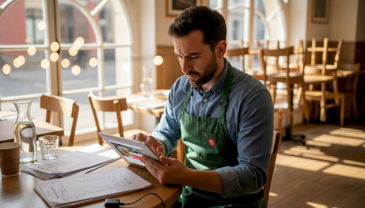 Manager mettant à jour l'annuaire restaurant en ligne
