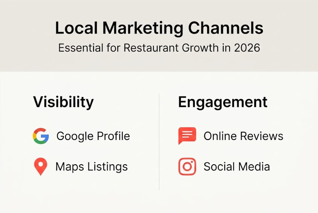 Infographie montrant les canaux de marketing local