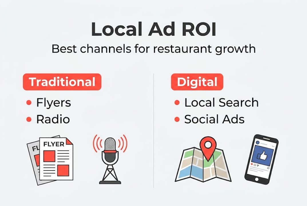 Infographie montrant les meilleurs canaux ROI pour les restaurants