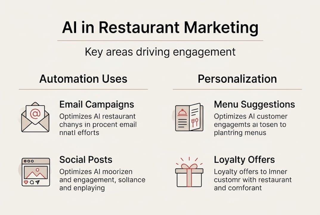 Infographic showing AI restaurant marketing highlights