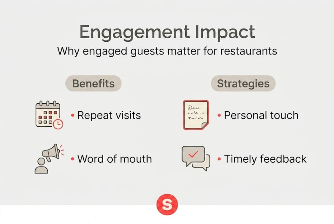 Infographic on restaurant engagement drivers and benefits