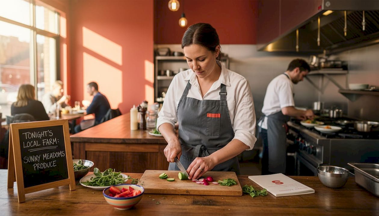 Chef making salad with local produce