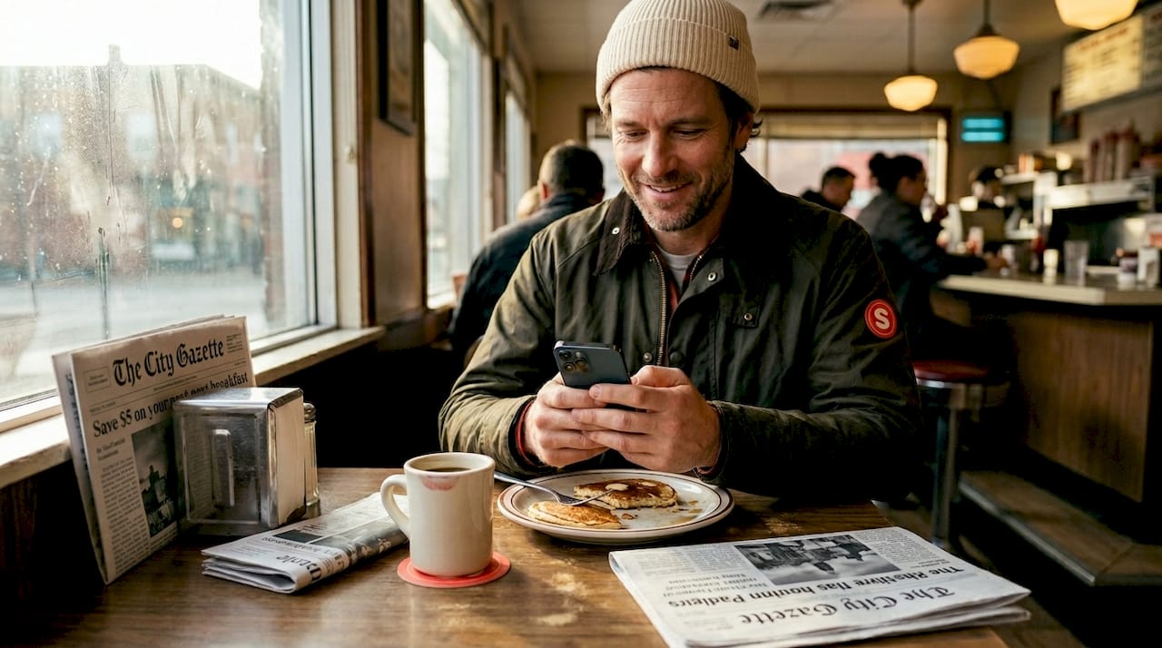 Un client reçoit une notification de coupon à table
