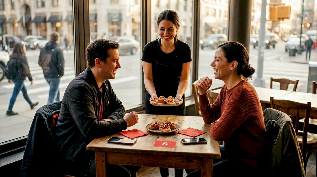Des clients savourent des amuse-bouches offerts dans le cadre du programme de fidélité
