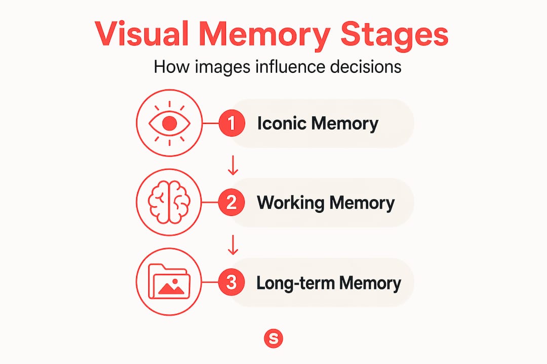 Infographic showing stages of visual memory
