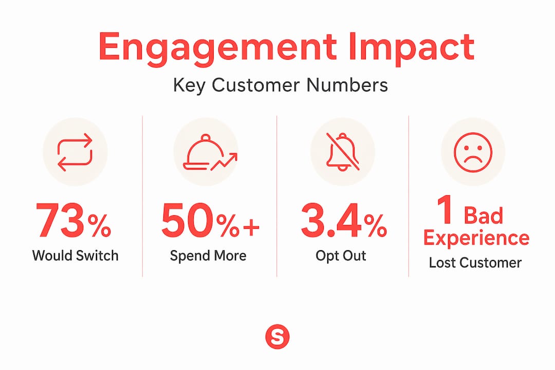 Infographic with customer engagement statistics and impacts