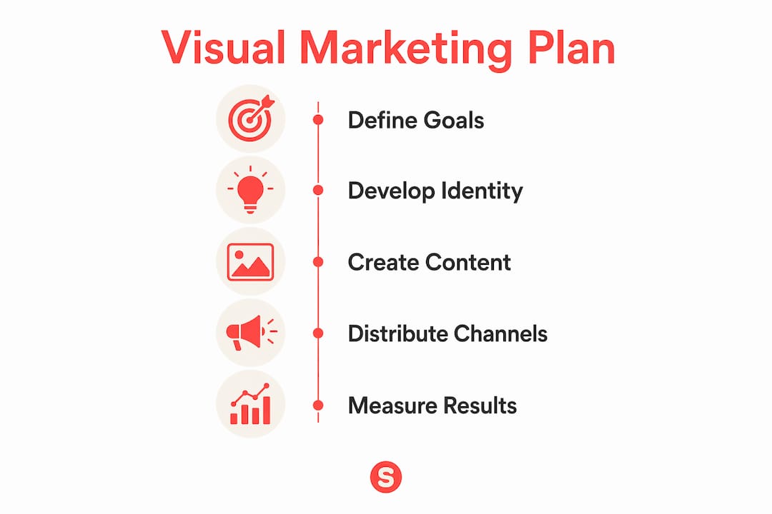 Infographic illustrating visual marketing plan steps