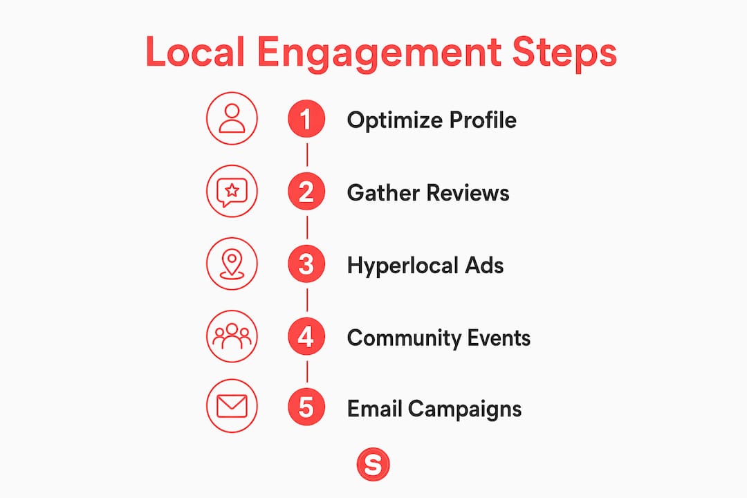 Infographie illustrant les étapes d'engagement local